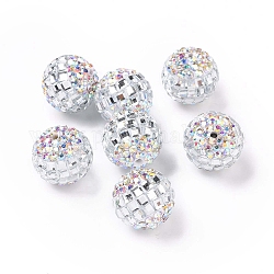Perline strass polimero argilla, perline palla di disco, tondo, cirstallo, 16~17mm, Foro: 1.8 mm