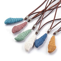 Colliers à pendentif en pierre de lave synthétique ajustables, avec cordon en cuir et alliage, escargot de mer, couleur mixte, 34.64 pouce ~ 35.43 pouces (88~90 cm)