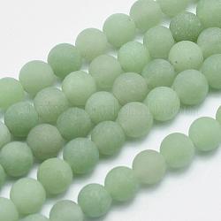 Verde naturale perline avventurina fili, smerigliato, tondo, 8mm, Foro: 1 mm, circa 44~47pcs/filo, 14.7 pollice (37 cm)