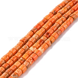 Fili di perle di diaspro imperiale naturale, tinto, colonna, arancione scuro, 4~4.5x4mm, Foro: 0.5 mm, circa 100pcs/filo, 16.14'' (41 cm)