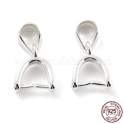 925 Sterling Silver Ice Pick Pinch Bails, Silver, 10x8x2mm, Hole: 5x3.5mm, Inner Diameter: 4.5mm, Pin: 0.7mm