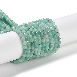 Fili di perle di quarzo smeraldo naturale, tondo, sfaccettato, guardia 3a, 3mm, Foro: 0.6 mm, circa 120~123pcs/filo, 15.47'' (39.3 cm)