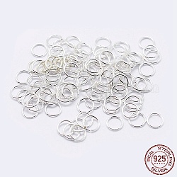 Anillos abiertos de plata de ley 925, anillos redondos, plata, 19 calibre, 6x0.9mm, diámetro interior: 4 mm, aproximamente 93 unidades / 10 g