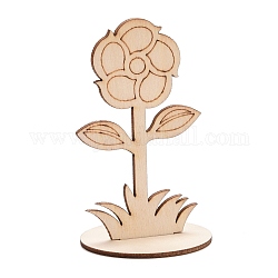 DIY unfertiger Holzblumenausschnitt, mit Steckplatz, für Bastelbedarf, rauchig, 5.9x5x9.9 cm
