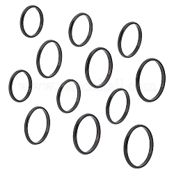Unicraftale 12 шт. 6 стиля 2 мм полированные простые кольца для пальцев с куполом, 304 украшение из нержавеющей стали для мужчин и женщин, электрофорез черный, внутренний диаметр: 19.9~15.7 мм, 2шт / стиль