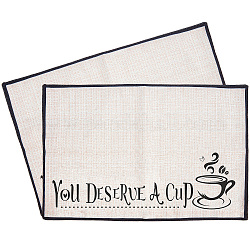 Kaffee-Tassenmatten aus Baumwolle und Leinen, tägliche Versorgung, Rechteck mit Wort, Tassenmuster, 350x500 mm