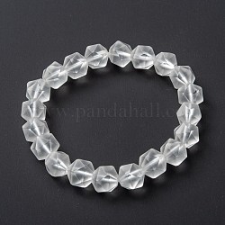 Perle di vetro smerigliato si estendono bracciali, sfaccettato, poligono, chiaro, perline: 9~9.5x9~9.5 mm, diametro interno: 2-1/8 pollice (5.4 cm)
