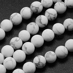 Chapelets de perles en howlite naturelle, mat, ronde, 6mm, Trou: 0.8mm, Environ 60 pcs/chapelet, 14.1 pouce