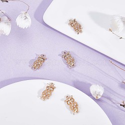 5 pezzi gufo cubic zirconia fascino uccello ciondolo in ottone micro pavimenta cubic zirconia charms per gioielli collana braccialetto orecchino fare artigianato, oro, 19.3x9mm, Foro: 1.8 mm