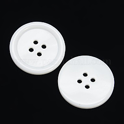 Botones de resina, teñido, plano y redondo, blanco, 25x3mm, agujero: 2 mm, 98 unidades / bolsa