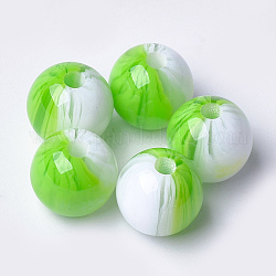 Perles en résine, ronde, lime, 12x11.5mm, Trou: 2.5mm