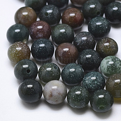 Natural Indian Agate Beads, Half Drilled, Round, 10mm, Half Hole: 1.2mm
