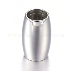 Barrel 304 Stainless Steel Magnetic Clasps with Glue-in Ends, Stainless Steel Color, 21.7x12mm, Hole: 8mm