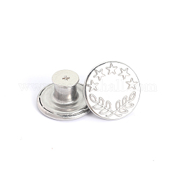 Alloy Button Pins for Jeans, Nautical Buttons, Garment Accessories, Round with Star, Platinum, 17mm
