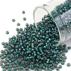 Toho runde Saatperlen, japanische Saatperlen, (270f) matt blaugrüner Kristall, 11/0, 2.2 mm, Bohrung: 0.8 mm, ca. 3000 Stk. / 10 g