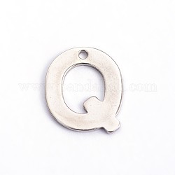 304 acciaio inossidabile fascino della lettera, letter.q, 11x9.5x0.8mm, Foro: 1 mm