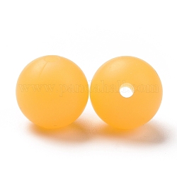 Sfere luminose in silicone, masticare perline per i denti, fare collane fai-da-te fai-da-te, tondo, arancione, 12x11.5mm, Foro: 2 mm