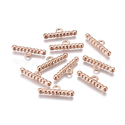 Ion Plating(IP) 304 Stainless Steel Toggle Clasps Parts, Bar, Rose Gold, 21x6.5x3mm, Hole: 2mm