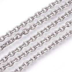 201 кабельные цепи из нержавеющей стали, цепи с алмазной огранкой, несварные, граненые, овальные, цвет нержавеющей стали, 3.5 мм, Коннекторы : 5x3.5x1 мм