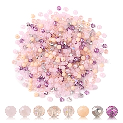 500 pezzo di perle di vetro opaco elettrolitico, mezzo arcobaleno placcato, sfaccettato, rondelle, roso, 4x3mm, Foro: 0.4 mm