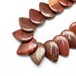 Natural Red Jasper Beads Strands, Flat Teardrop, 31x22x5.5mm, Hole: 1mm, about 22pcs/strand, 15.7 inch