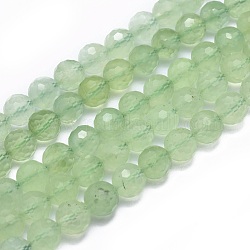 Chapelets de perles en préhnite naturelle, facette, ronde, 7.5~8mm, Trou: 1mm, Environ 52 pcs/chapelet, 15.7 pouce (40 cm)