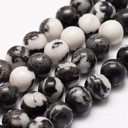 Chapelets de perles en zèbre naturel, ronde, 8mm, Trou: 1mm, Environ 48 pcs/chapelet, 15.1 pouce (38.5 cm)