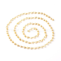 Handgefertigte Kette aus Fimo-Perlen, Gliederkette, mit goldener Öse, für die Herstellung von Armbandketten, beige, 7x3.5 mm, ca. 3.28 Fuß/Strang (1m)/Strang