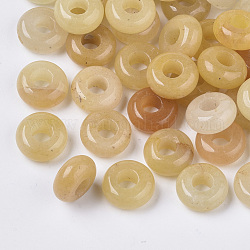 Perle naturali di giada topazio naturale, perline con foro grande, rondelle, 10x4.5mm, Foro: 4 mm