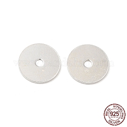 Colgantes de 925 plata de ley, Charm redondo plano en blanco, plata, 8x0.4mm, agujero: 1.4 mm