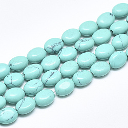 Synthetic Turquoise Beads Strands, Oval, 8x6x4mm, Hole: 1mm, about 49~50pcs/strand, 14.5 inch~14.7 inch