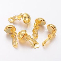 Messing-Ohrring-Zubehör, für Nicht-Ohrlöcher, golden, 19x12x11 mm, Bohrung: 3 mm