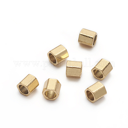 Revestimiento iónico (ip) 304 cuentas espaciadoras de acero inoxidable, hexágono, dorado, 2.1x2.1x2mm, agujero: 1.4 mm