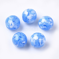 Harz perlen, Nachahmung Edelstein-Chips-Stil, Runde, Verdeck blau, 10 mm, Bohrung: 1.8 mm