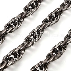 Алюминиевые веревочные цепи, несварные, с катушкой, металлический черный, 16x10x2.5 мм, около 16.40 фута (5 м) / рулон