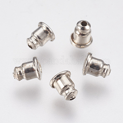 Tuercas de oreja de latón, pendiente trasero, campana, Platino, 5.5x4.8mm, agujero: 1.2 mm, apto para pin de 0.8~0.9 mm