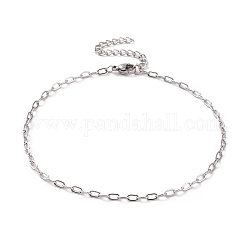 304 bracelet chaîne forçat en acier inoxydable pour homme femme, couleur inoxydable, 9-3/8 pouce (23.7 cm)