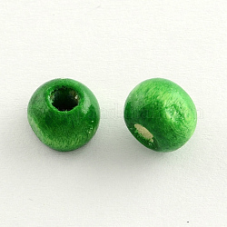 Dyed Natural Wood Beads, Round, Lead Free, Green, 20x18mm, Hole: 4.5mm, about 400pcs/1000g