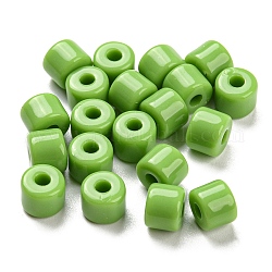 Opake Legierung Perlen, Kolumne, lime green, 6.5x5 mm, Bohrung: 2 mm, ca. 3000 Stk. / 500 g