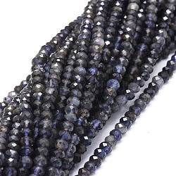 Perles naturelles Iolite brins, facette, rondelle, 6x3mm, Trou: 0.8mm, Environ 106 pcs/chapelet, 15.43'' (39.2 cm)
