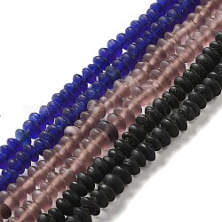 Chapelets de perles vernissées manuelles, rondelle, couleur aléatoire, 5~6.5x3~4.5mm, Trou: 1mm, Environ 186 pcs/chapelet, 28.35'' (72 cm)