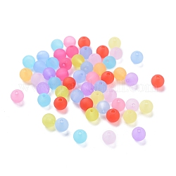 Transparenten Acryl-Kugel Perlen, bereift Stil, Runde, Mischfarbe, 6 mm, Bohrung: 1 mm, ca. 4200 Stk. / 500 g