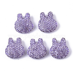 Abalorios de arcilla de polímero hechos a mano, conejo, violeta, pp14 (2.0~2.1 mm), 21~22x18.5~19.5x9.5mm, agujero: 1.6 mm