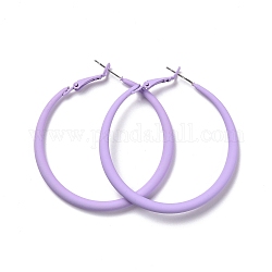 Alloy Big Hoop Earrings, Spray Earrings with 925 Sterling Silver Pin, Purple, 6 Gauge, 50x4mm, Pin: 0.6mm