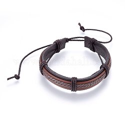 Leather Cord Bracelets, with Waxed Cord, Saddle Brown, 2 inch(5cm)~3-1/8 inch(8cm)