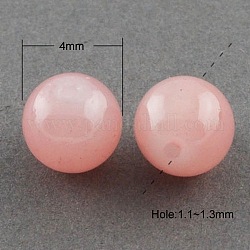 Couleur rose pulvérisation perles imitation ronde peinte jade fils de verre, 4mm, Trou: 1.1~1.3mm, Environ 200 pcs/chapelet, 31.4 pouce