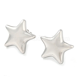 Boucles d'oreilles étoile en laiton plaqué à crémaillère, Plaqué longue durée, sans cadmium et sans plomb, platine, 20x20mm