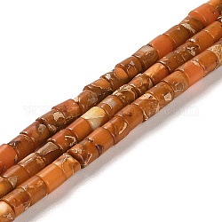 Fili di perle di diaspro sintetico regali / diaspro imperiale / sedimenti marini, tinto, colonna, cioccolato, 4x4mm, Foro: 0.9 mm, circa 100pcs/filo, 15.94 pollice (40.5 cm)