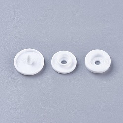 Fermetures à pression en résine, boutons imperméables, plat rond, blanc, 12x6.5mm, pin: 2 mm