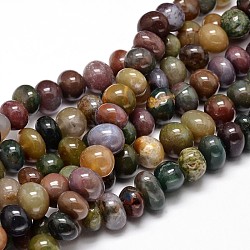 Natural Indian Agate Gemstone Nuggets Bead Strands, Tumbled Stone, 6~10x9~12x8~10mm, Hole: 1mm, about 15.3 inch~15.7 inch